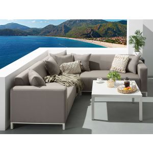 Conjunto esquinero de jardín 5 plazas belize modular beige derecha