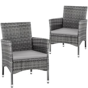 2 sillas de ratán + 4 fundas, 59 x 57 x 85 cm, gris/gris claro