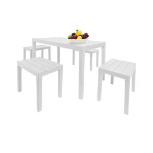 Set de jardín asta, mesa y sillas, plástico blanco