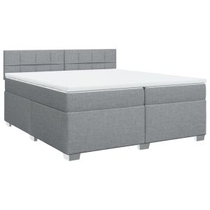 vidaXL cama box spring con colchón tela gris claro 200x200 cm