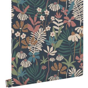 Estahome papel pintado hojas y flores tropicales 50 x 900 cm 130999