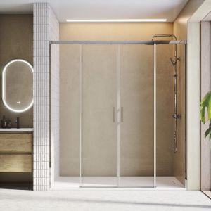 Mampara 200 cm muse cromado transparente