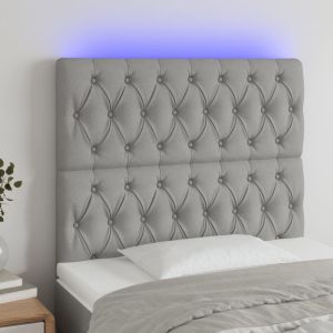 Cabecero con luces LED tela gris claro 90x7x118/128 cm eso3961