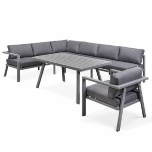 Oviala - sala de jardín de 8 plazas de aluminio