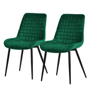 Juego 2x sillas de comedor de terciopelo verde osuro diseño