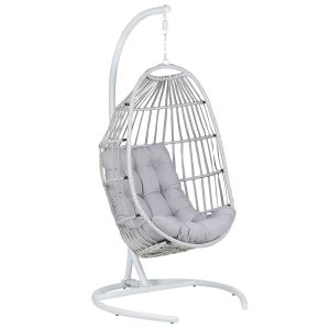 Sillón colgante con soporte sesia ratán sintético gris claro
