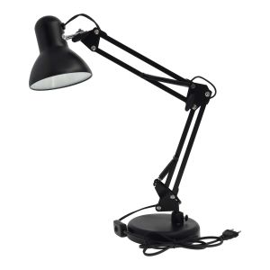Lámpara de mesa/escritorio articulada de metal. E27. Color negro