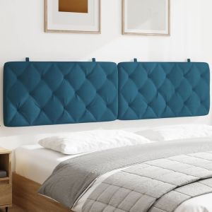 Cabecero de cama acolchado terciopelo azul 200 cm