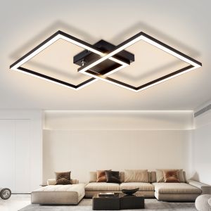 Nettlife plafón salón LED blanco cálido negro 3000k diseño moderno angular