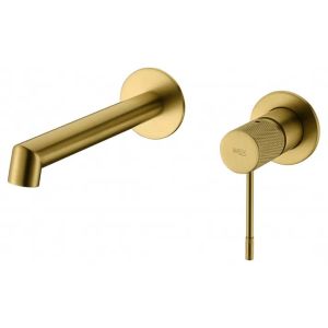 Mice - griferia empotrada monomando para lavabo de laton - oro cepillado