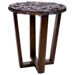 Mesa auxiliar de madera y madreperla marrón d36x40h cm