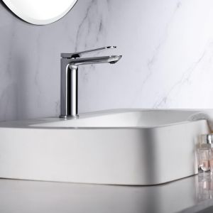 Imex - grifo monomando lavabo caño bajo cromado serie dinamarca