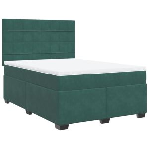 vidaXL cama box spring con colchón terciopelo verde oscuro 160x200 cm