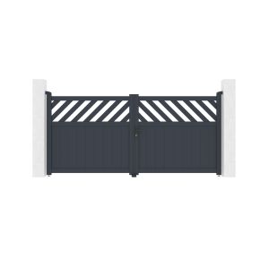 Puerta batiente helmis 3m h.140 aluminio gris ajustable