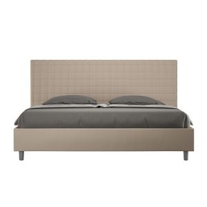 Cama doble 200x200 cm - cabecero acolchado café