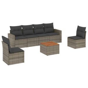 vidaXL set de sofás de jardín 7 piezas con cojines ratán pe gris