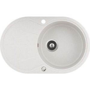 Fregadero redondo - blanco con escurridor integrado - 500 x 400 mm