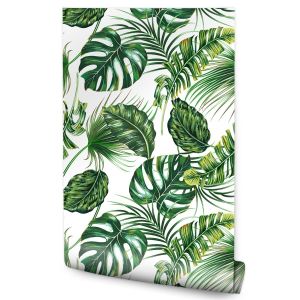 Papel Pintado Para Salón Con Hojas Exóticas De Monstera 53cm x 10m