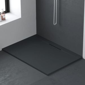 Plato de ducha resina lyra grafito  90x120cm rejilla color