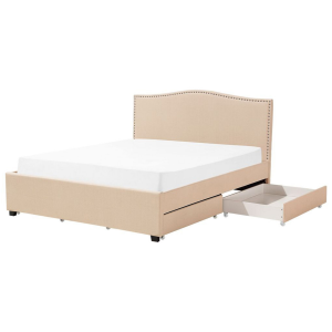 Cama con cajones montpellier tela beige 180 x 200 cm