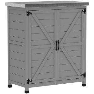 Caseta de jardín 79x43x92 cm madera de abeto, acero galvanizado color gris