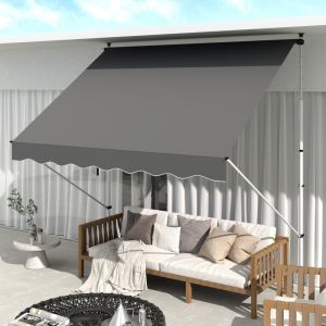 Toldo retráctil freestanding gris 300x150 cm poliéster ajustable