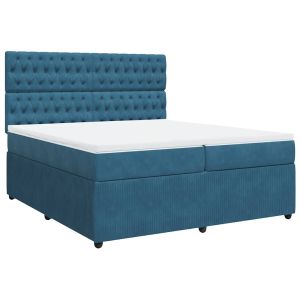 vidaXL cama box spring con colchón terciopelo azul oscuro 200x200 cm
