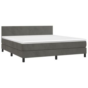 vidaXL cama box spring con colchón terciopelo gris oscuro 160x200 cm