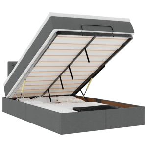 vidaXL cama otomana con colchón y LED tela gris oscuro 120x200 cm