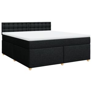vidaXL cama box spring con colchón tela negro 180x200 cm