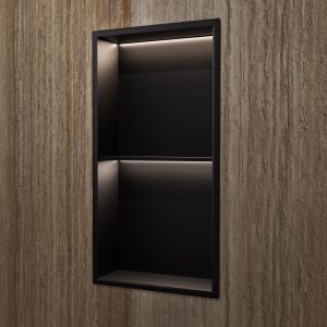 Imex - nicho de ducha empotrable con luz LED 33x63cm negro mate