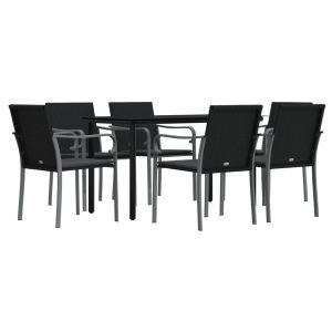 vidaXL juego comedor jardín 7 piezas y cojines ratán sintético y acero