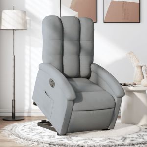 Sillón eléctrico reclinable elevable de tela gris claro qweo3386