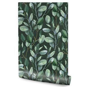 Papel Pintado Hojas De Eucalipto Naturaleza Para Dormitorio 53cm x 10m
