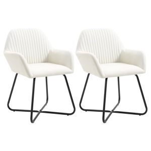 Sillas de comedor 2 unidades tela color crema qweo3268