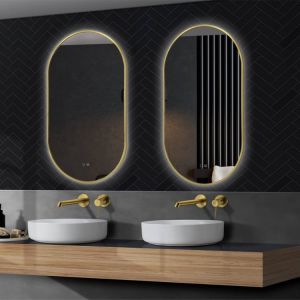 LEDimex-espejo tokyo 90x50 elíptico triLED oro cepillado