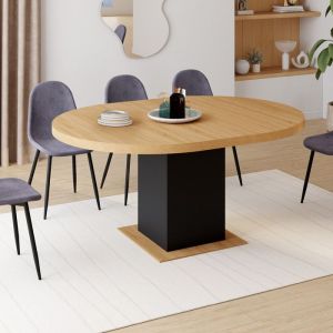 Mesa de comedor extensible de madera negra - 120-160 cm