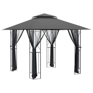 vidaXL cenador con paredes acero gris antracita 300x300x270 cm