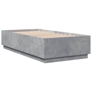 vidaXL estructura cama con luces LED madera gris hormigón 75x190 cm