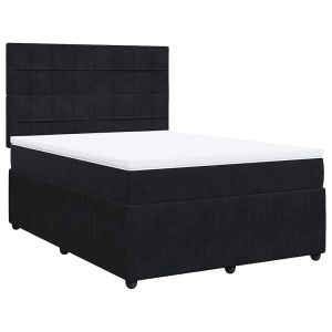 vidaXL cama box spring con colchón terciopelo negro 140x190 cm