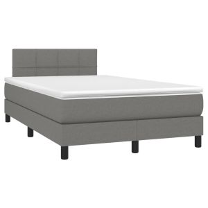 vidaXL cama box spring con colchón tela gris oscuro 120x190 cm