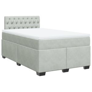 vidaXL cama box spring con colchón terciopelo gris claro 120x200 cm