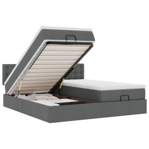 vidaXL estructura cama otomana colchones tela gris oscuro 160x200 cm