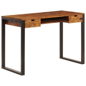 vidaXL escritorio de madera maciza de acacia y acero 110x55x78 cm