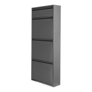 Zapatero sokndal con 3+1 puertas 118x50x15 cm metal - gris  [en.casa]