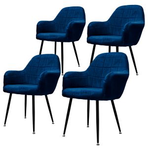 Juego de 4 sillas de comedor con respaldo azul ml-design