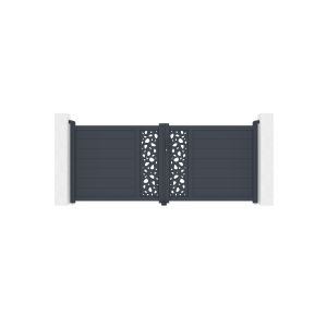 Puerta abatible 3m sunny al.120cm aluminio + 2 postes 15x15cm al.166cm