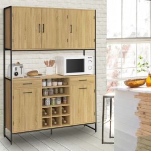 Aparador de cocina industrial con botellero de 120 cm