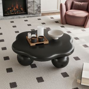 Mesa de centro forma de nube mdf negro 35x80x80cm