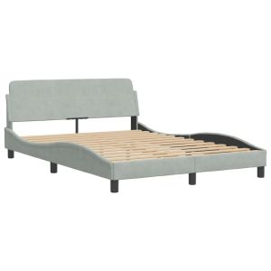 vidaXL estructura de cama dover terciopelo gris claro 140x200 cm
